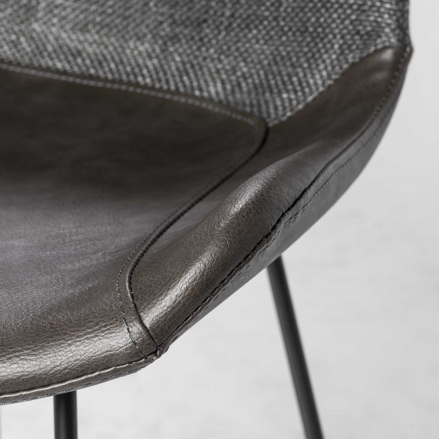 Dark Gray Leatherette Bar Stool with Matte Black Legs By Homeroots | Bar Stools | Modishstore - 5