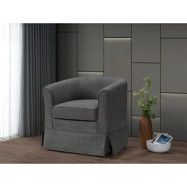 Tucker Gray Woven Fabric Swivel Barrel Chair By Lilola Home | Armchairs | Modishstore-2