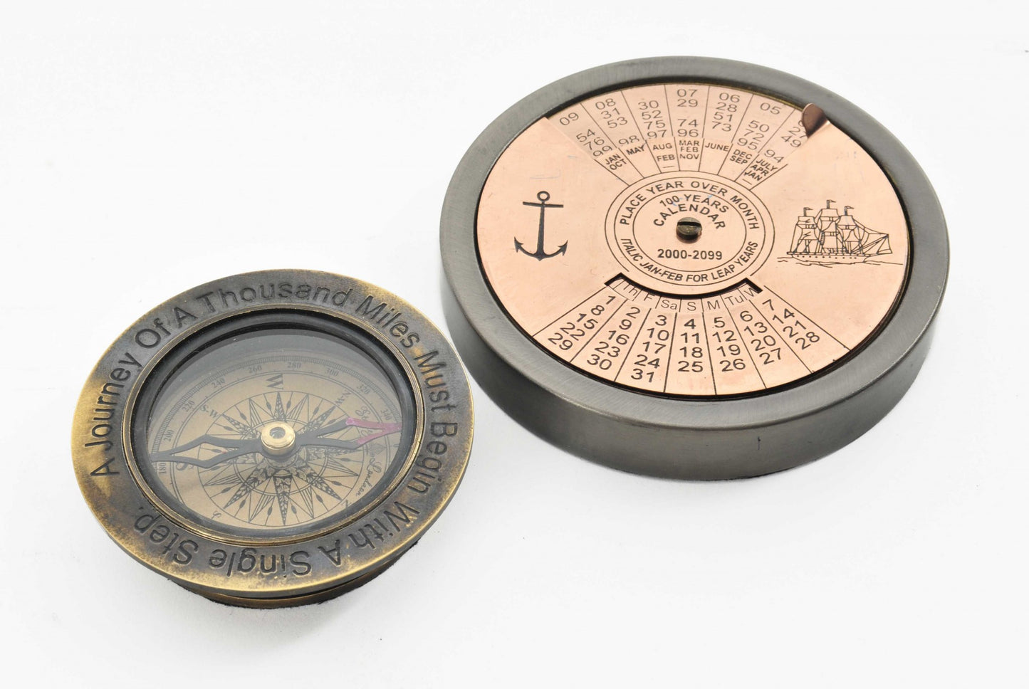 Set of 2 100 Year Calendar and Compass Quote By Homeroots | Sculptures | Modishstore - 2