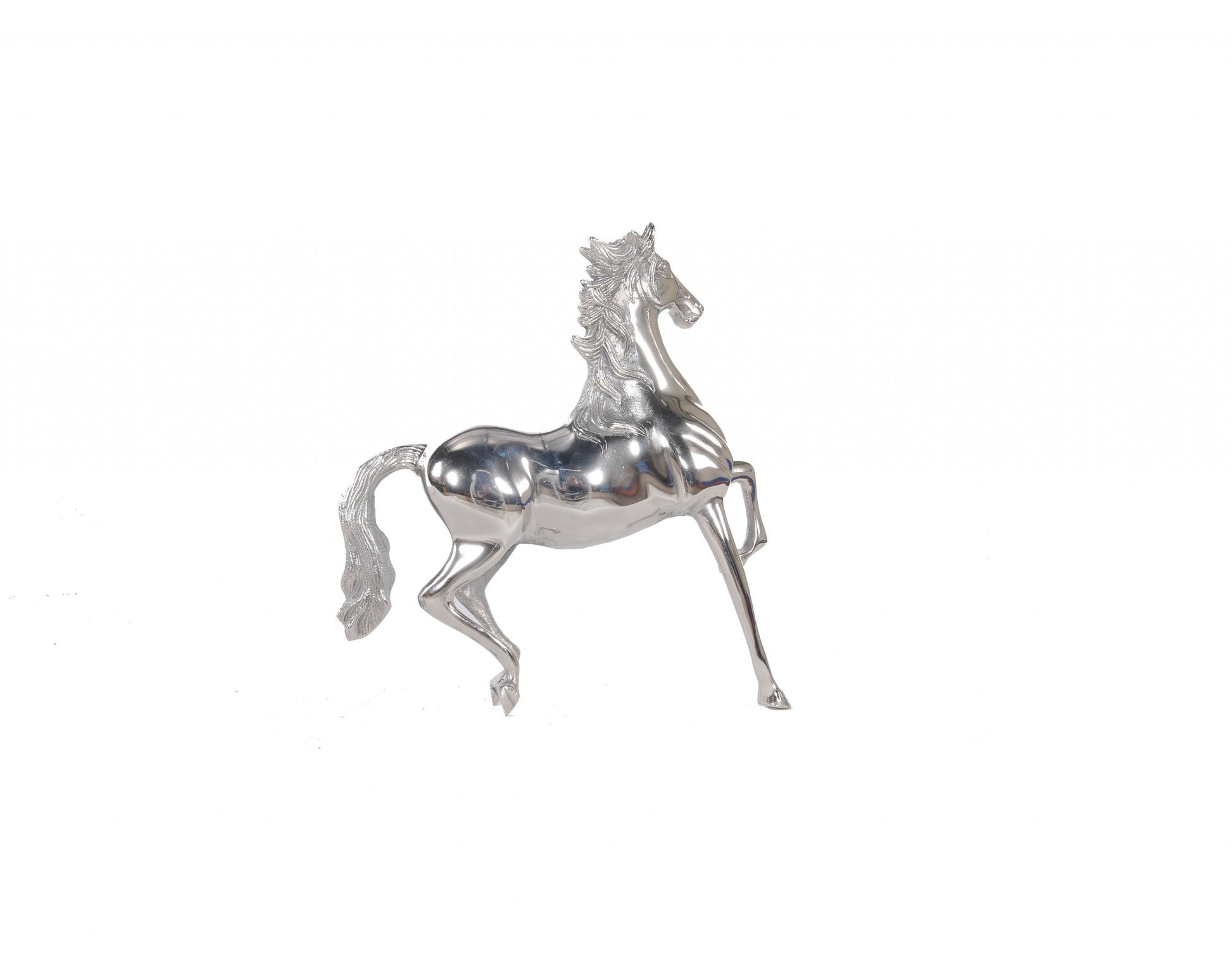 Nickel Plated Aluminum Horse Sculpture By Homeroots | Animals & Pets | Modishstore - 3