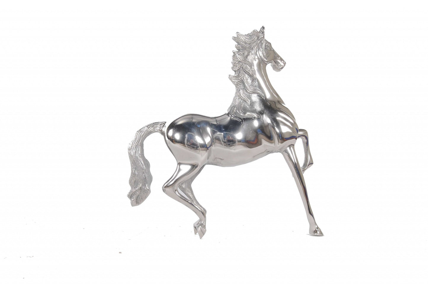 Nickel Plated Aluminum Horse Sculpture By Homeroots | Animals & Pets | Modishstore - 4