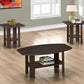 Set Of Three 36" Brown Rectangular Coffee Table With Shelf By Homeroots