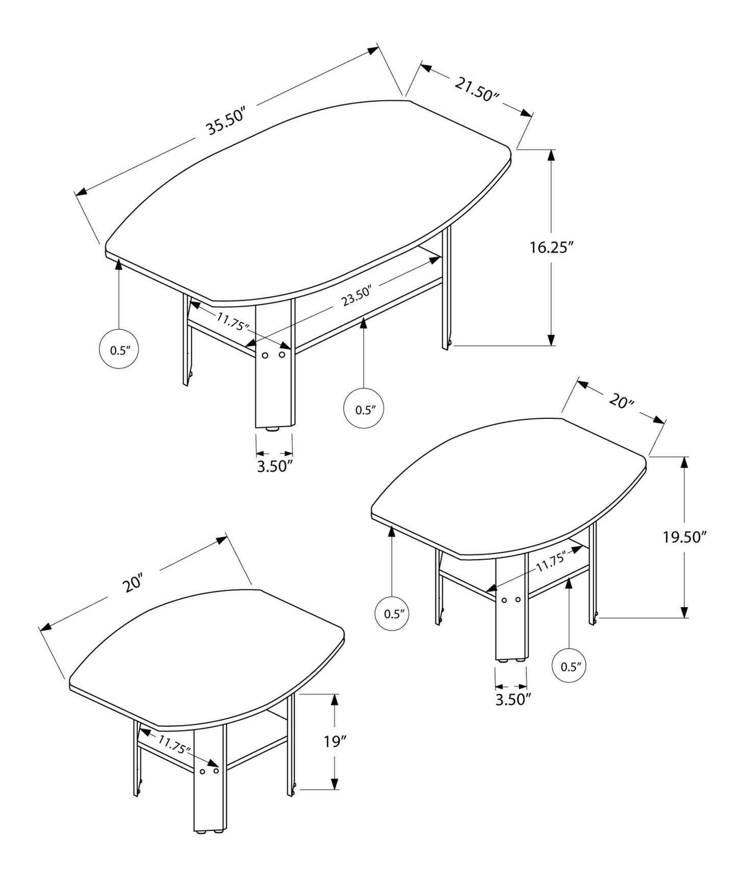 Grey Table Set - 3Pcs Set By Homeroots