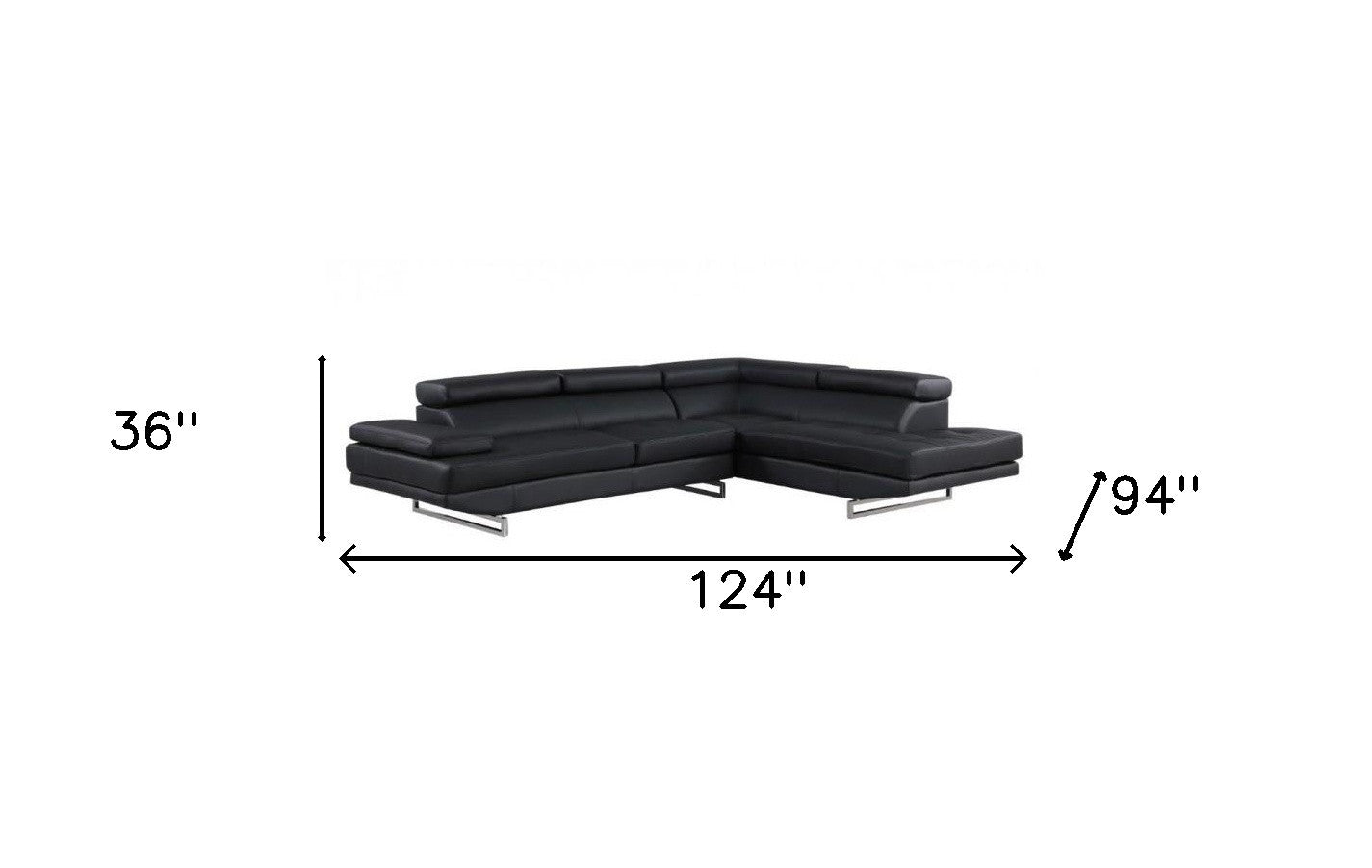 Black Sectional RAF By Homeroots | Sectional | Modishstore - 5