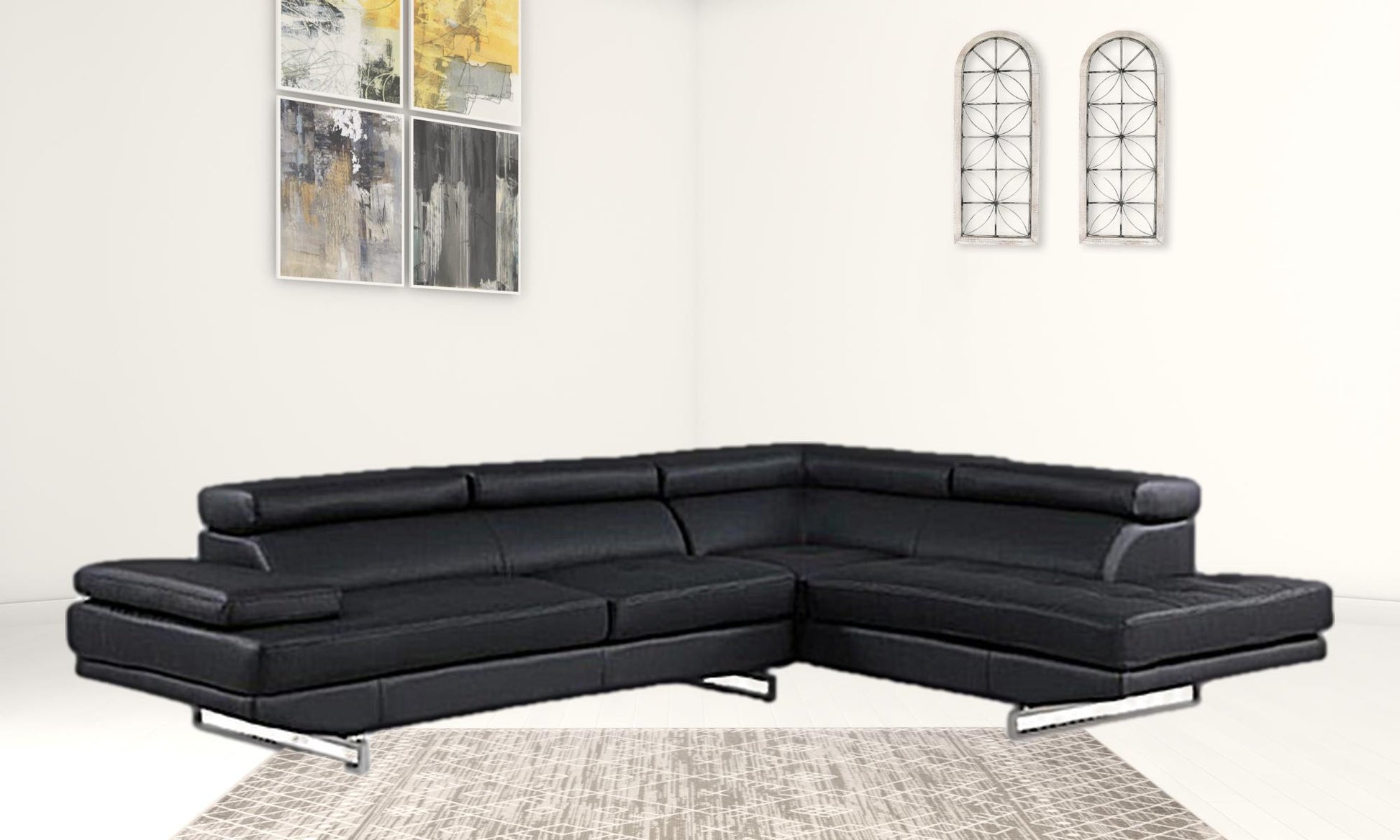 Black Sectional RAF By Homeroots | Sectional | Modishstore - 4