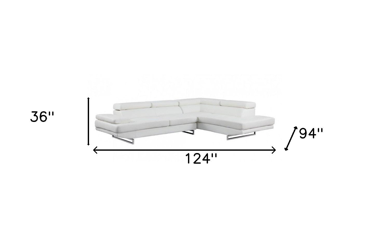 White Sectional RAF By Homeroots | Sectional | Modishstore - 4