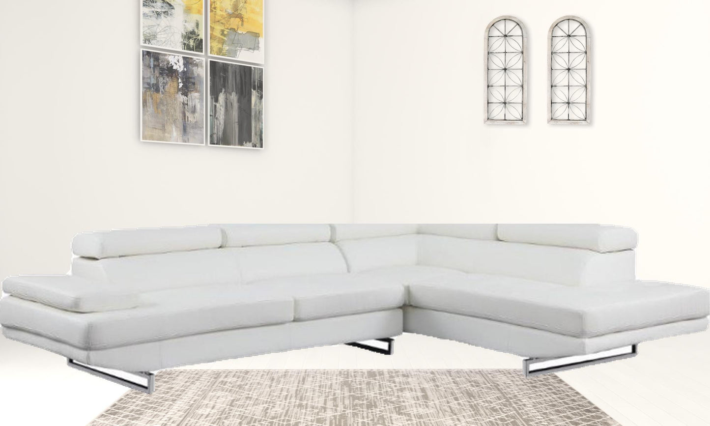 White Sectional RAF By Homeroots | Sectional | Modishstore - 3