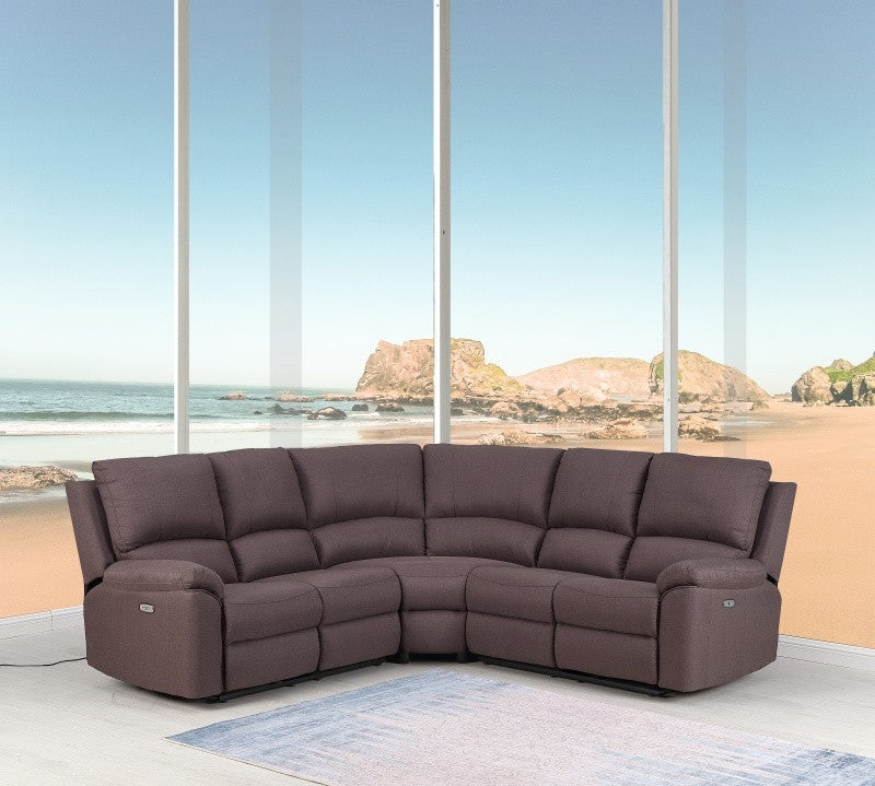 Brown Power Reclining Sectional By Homeroots | Sectional | Modishstore - 2