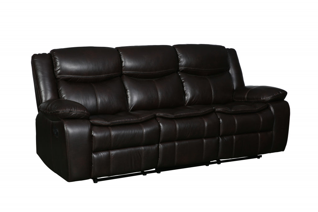 Modern Soft Brown Faux Leather Reclining Sofa By Homeroots | Sofas | Modishstore - 2