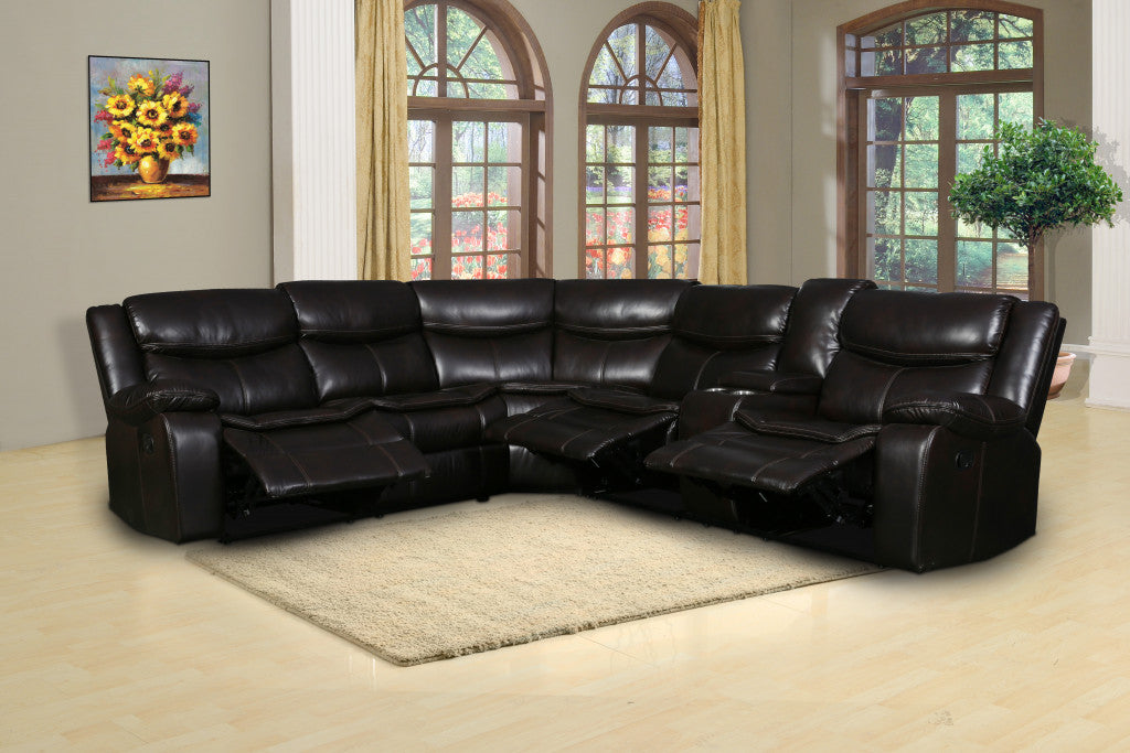 Faux leather outlet sectional recliner