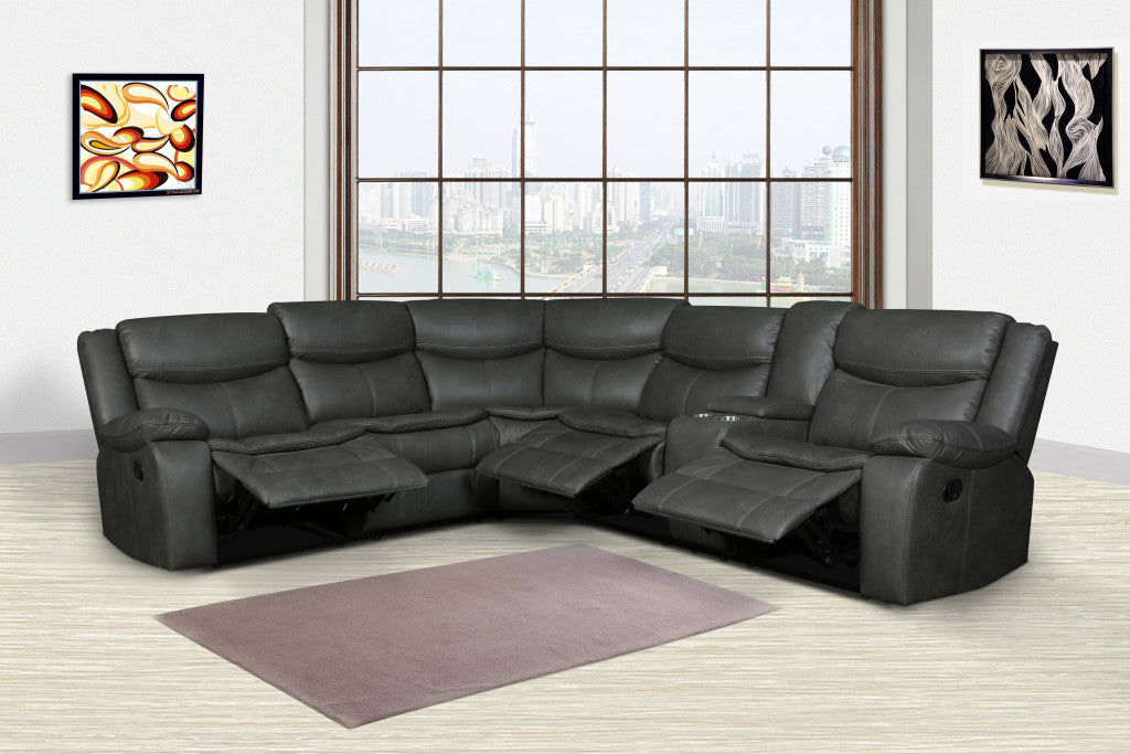 Gray Reclining Sectional By Homeroots | Sectional | Modishstore - 2