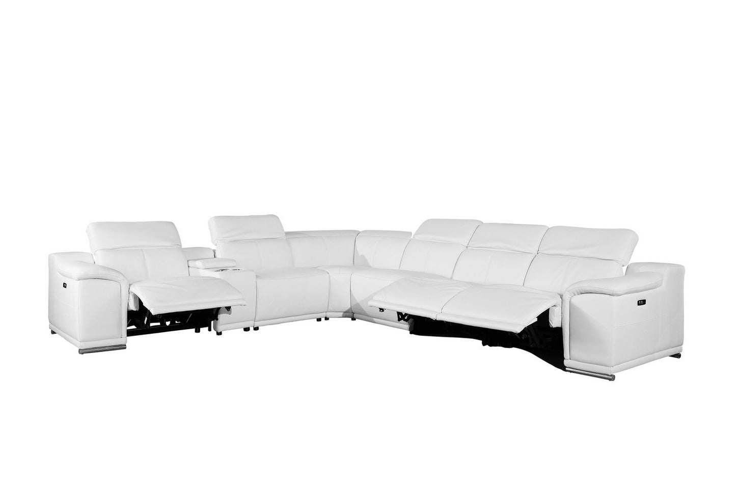 White Power Reclining 7PC Sectional By Homeroots | Sectional | Modishstore - 3