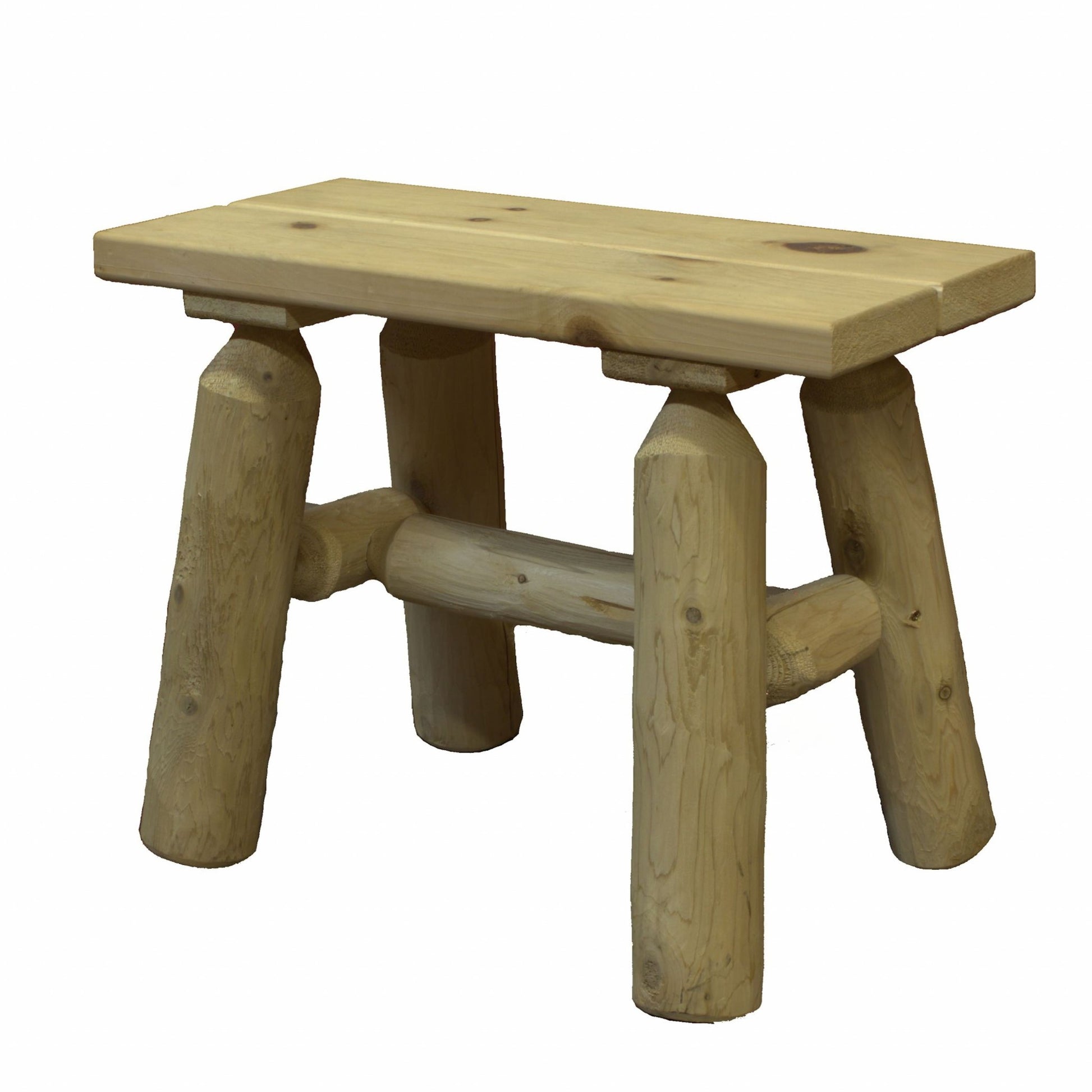 Natural Wood End Bench Pair By Homeroots | Outdoor Stools & Benches | Modishstore - 2