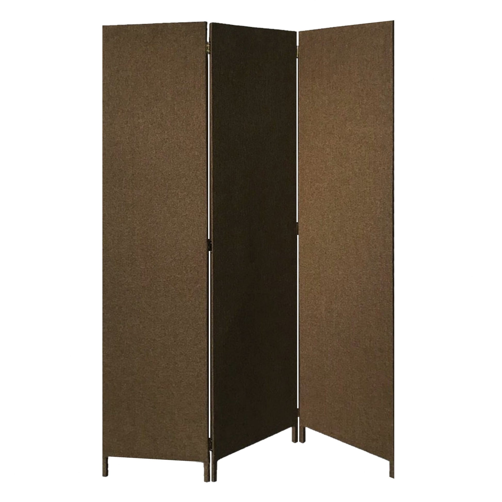 Brown Upholstered 3 Panel Room Divider Screen By Homeroots | Room Dividers | Modishstore - 2