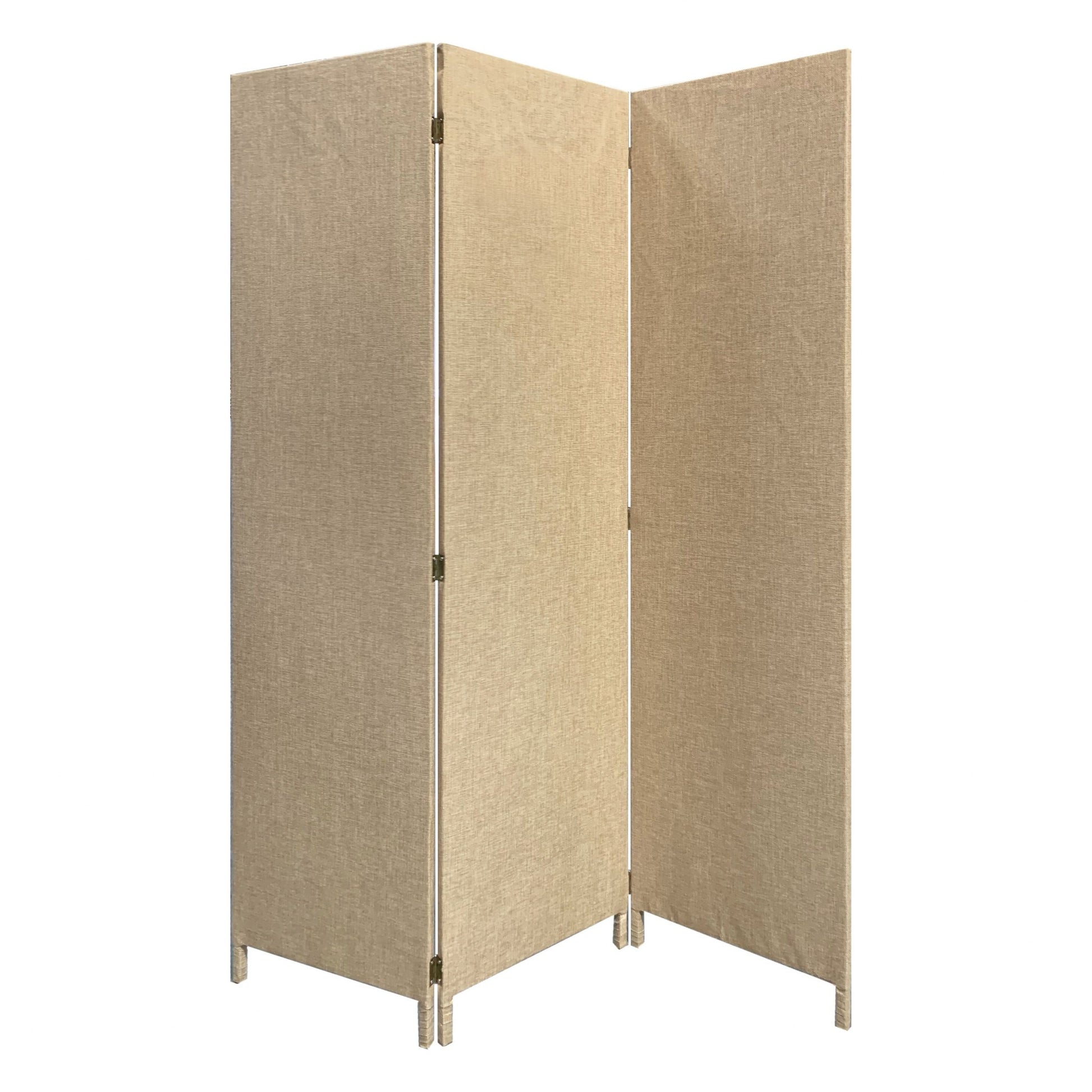 Beige Upholstered 3 Panel Room Divider Screen By Homeroots | Room Dividers | Modishstore - 2