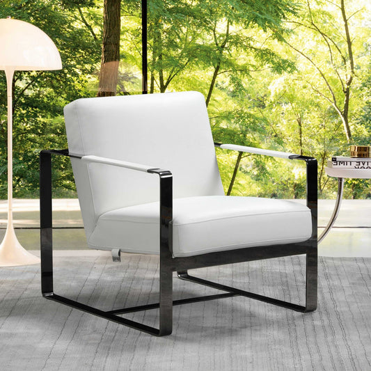 White Leather Accent Chair By Homeroots - 370417 | Accent Chairs | Modishstore