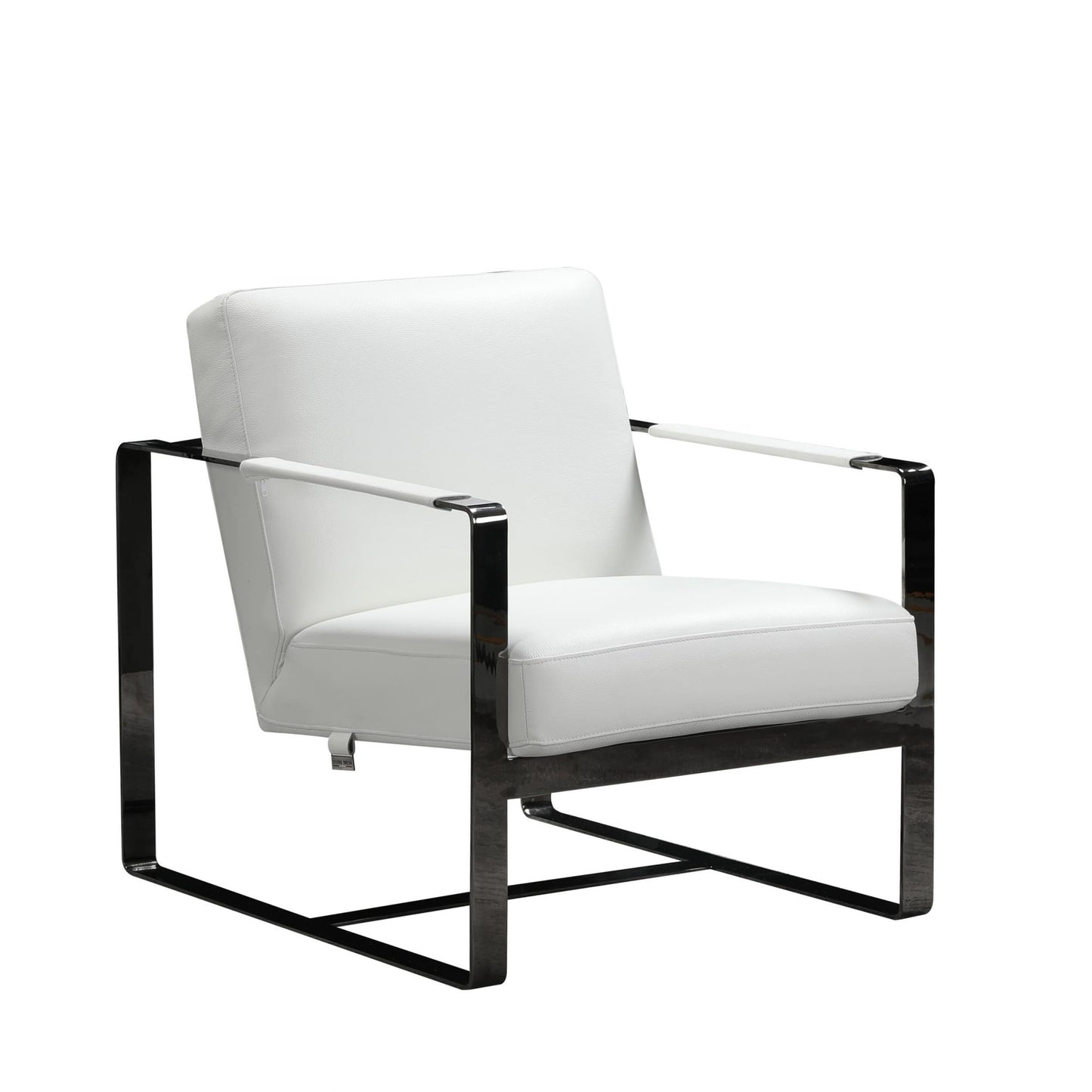 White Leather Accent Chair By Homeroots - 370417 | Accent Chairs | Modishstore - 2