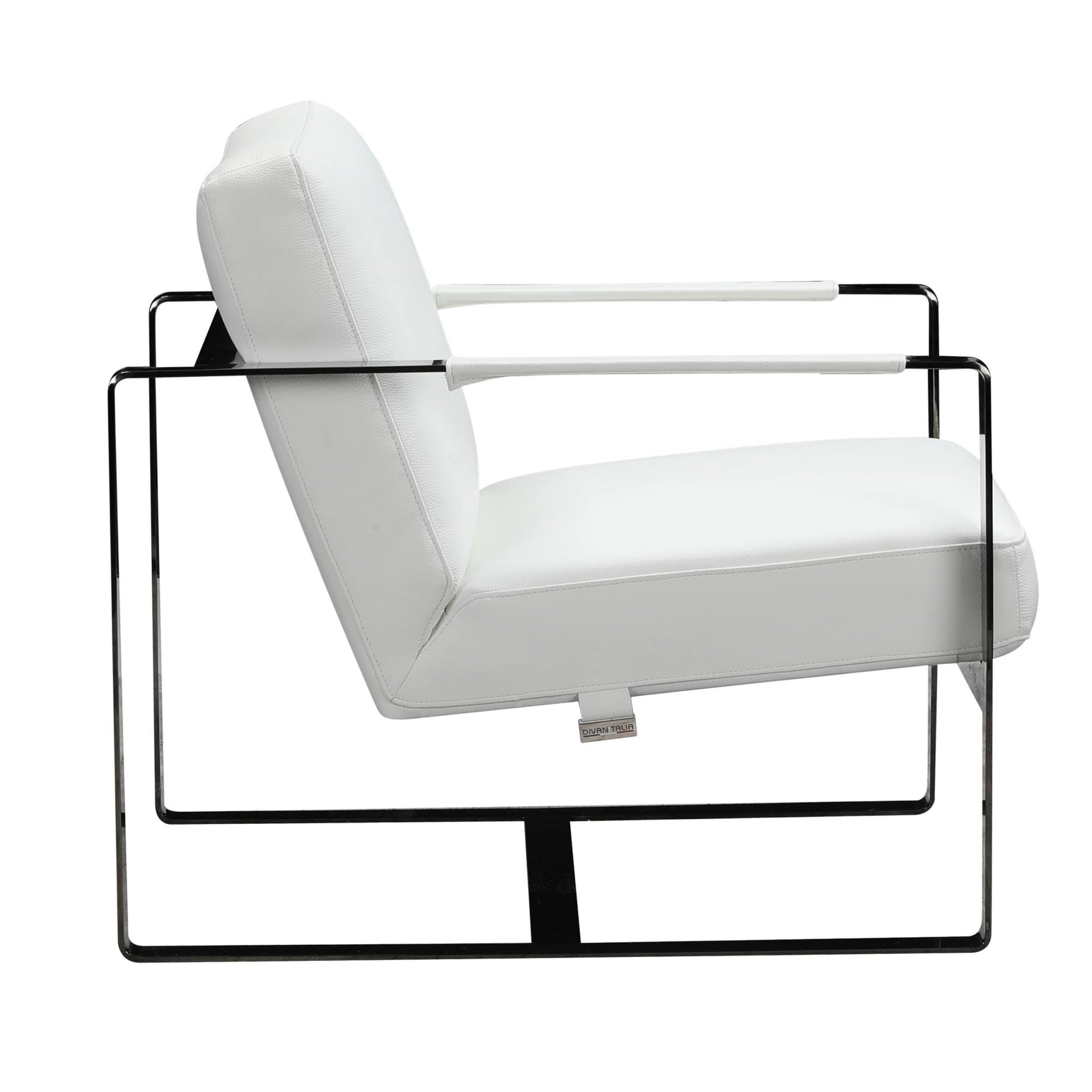 White Leather Accent Chair By Homeroots - 370417 | Accent Chairs | Modishstore - 4