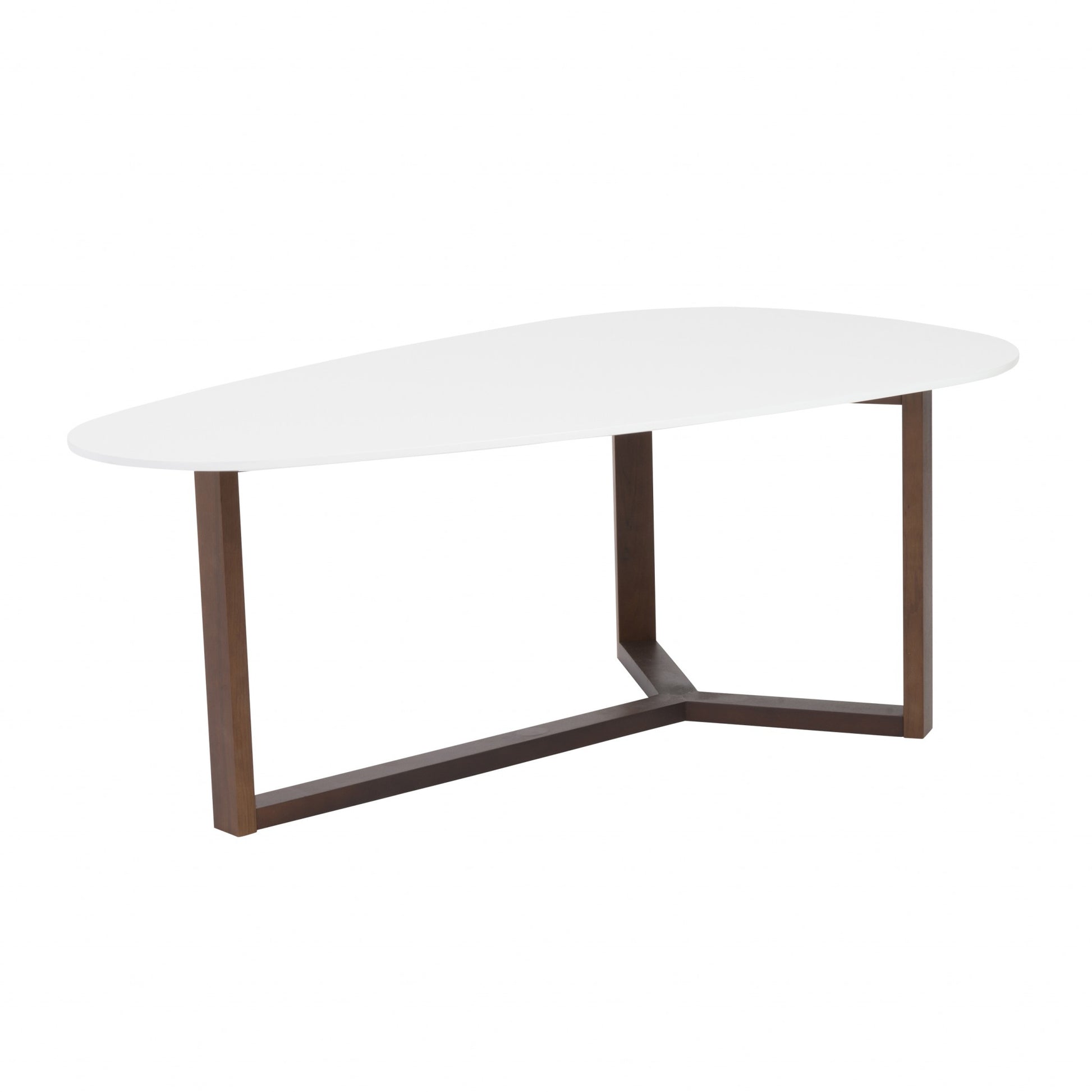 Coffee Table in Matte White with Dark Walnut Base By Homeroots | Coffee Tables | Modishstore - 2