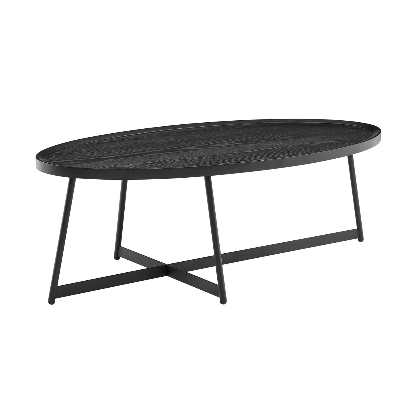 47" Black Manufactured Wood Oval Coffee Table By Homeroots