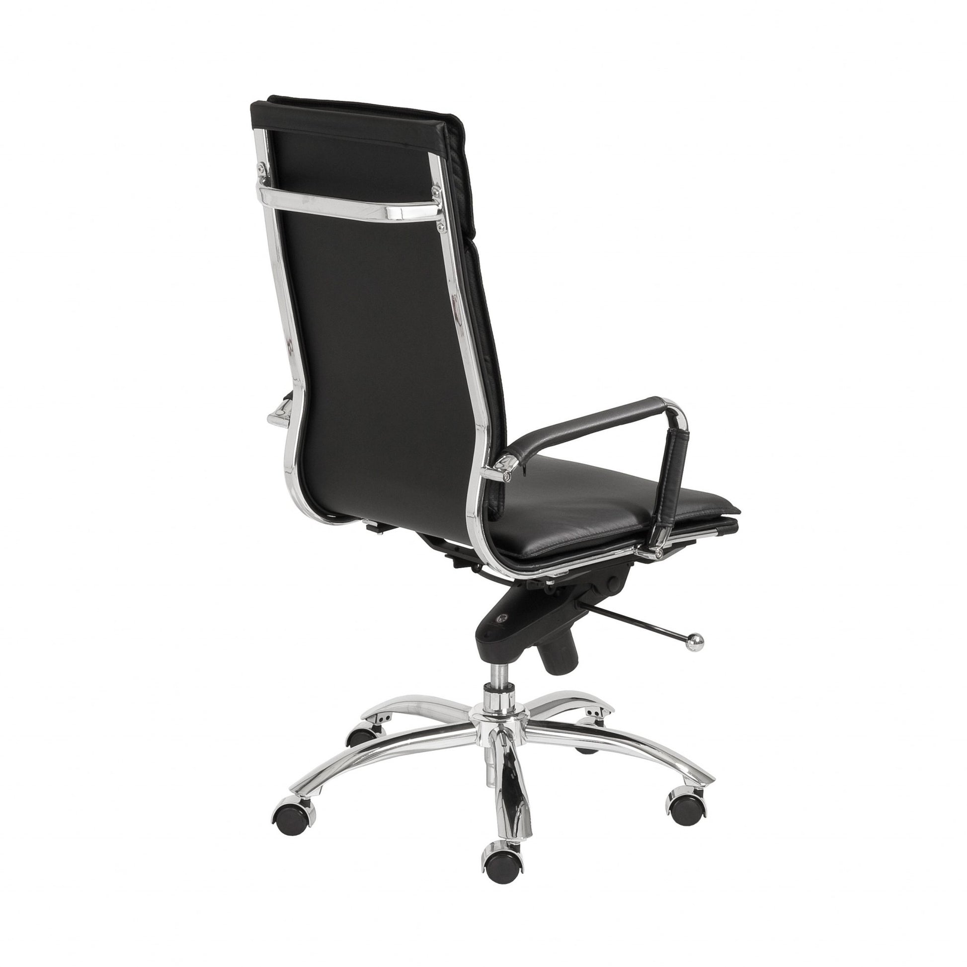 High Back Office Chair in Black with Chromed Steel Base By Homeroots - 370545 | Office Chairs | Modishstore - 4