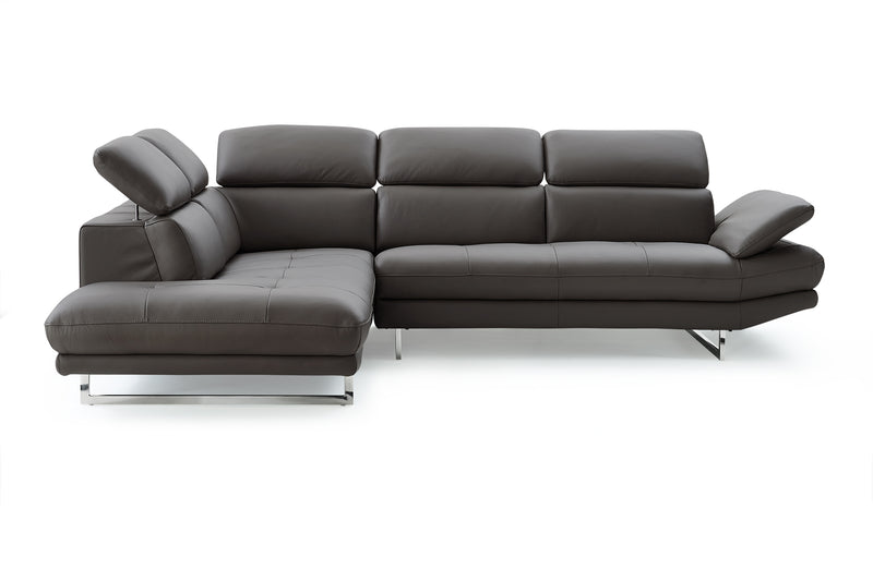 Dark Gray Leather Sectional By Homeroots | Sectional | Modishstore