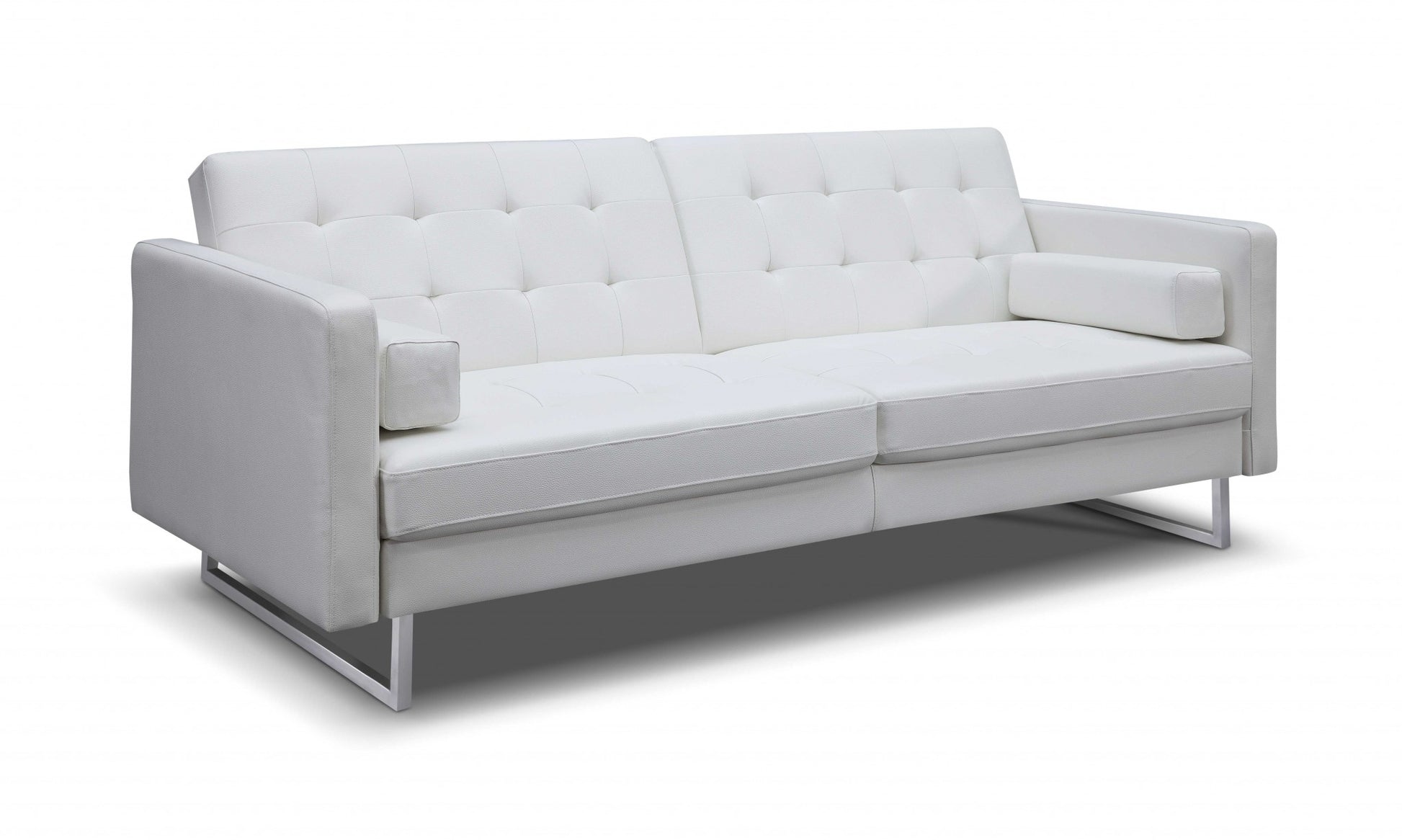 80" White Faux leather and Silver Sofa By Homeroots | Sofas | Modishstore - 2