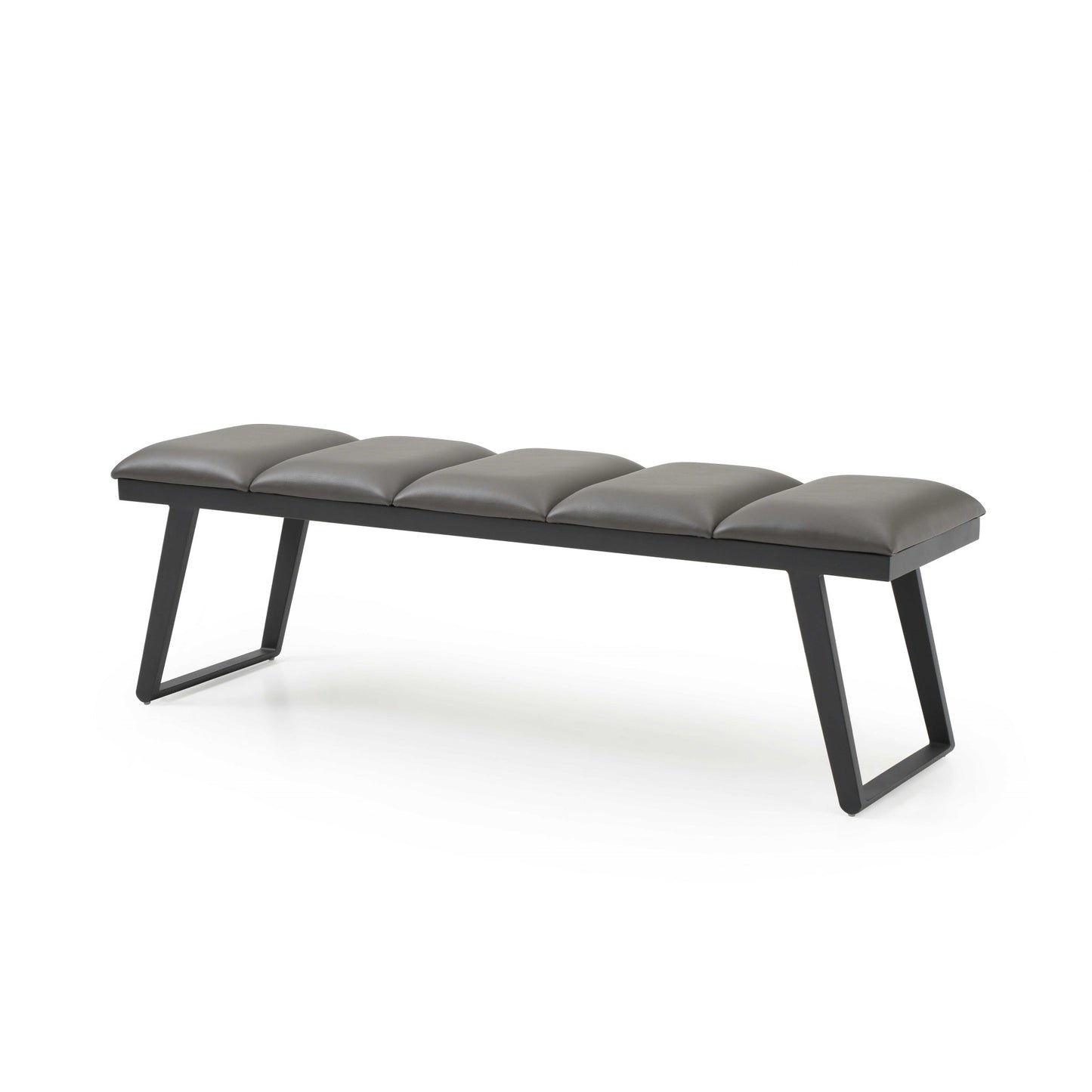 Dark Grey Faux Leather Bench By Homeroots | Benches | Modishstore - 2