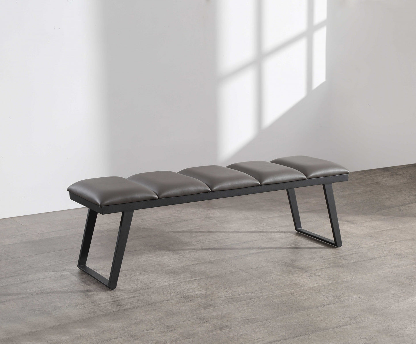 Dark Grey Faux Leather Bench By Homeroots | Benches | Modishstore - 3