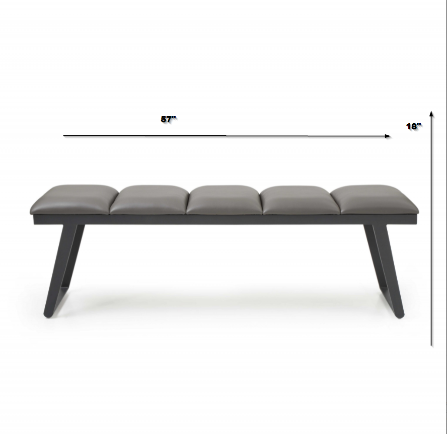 Dark Grey Faux Leather Bench By Homeroots | Benches | Modishstore - 4