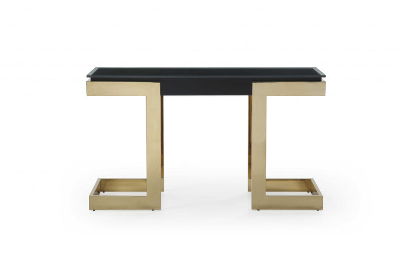 Black Polished Gold Stainless Console By Homeroots | Console Tables | Modishstore