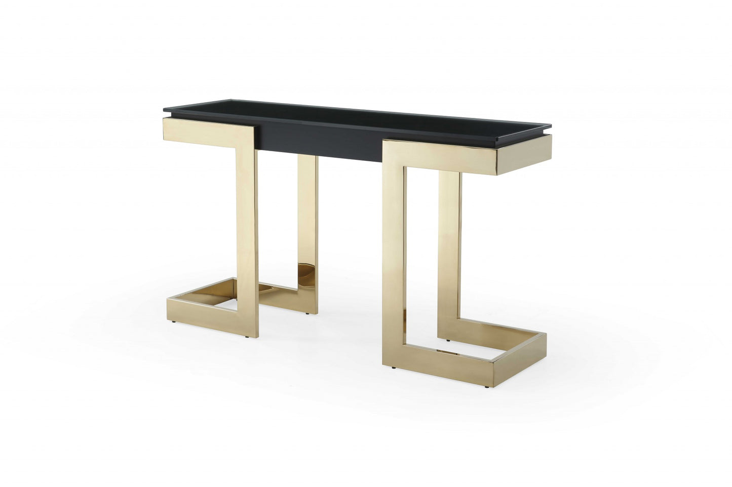 Black Polished Gold Stainless Console By Homeroots | Console Tables | Modishstore - 2