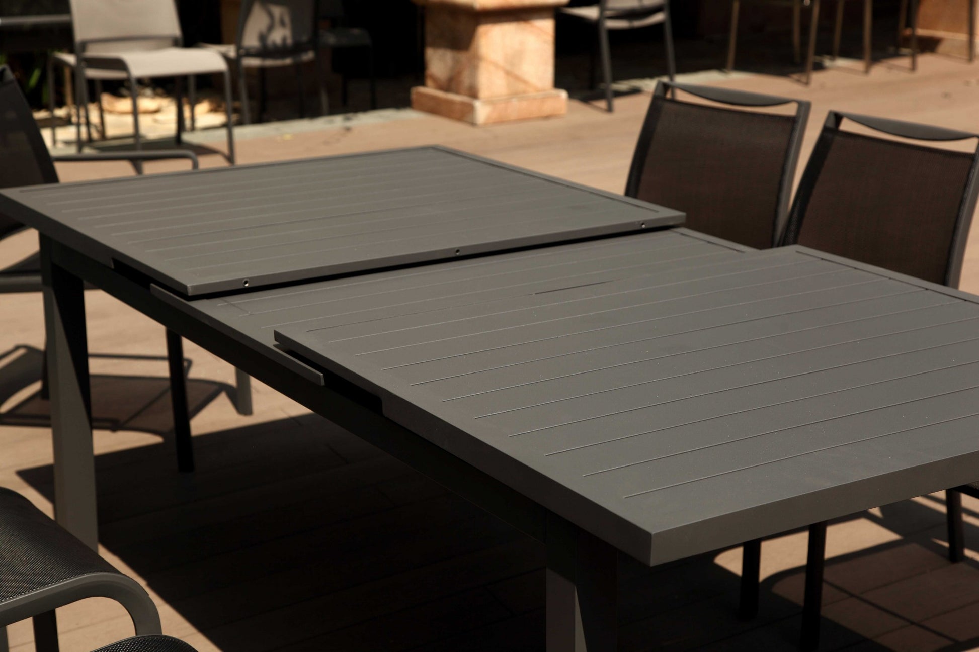 Gray Aluminum Etendable Dining Table By Homeroots | Dining Tables | Modishstore