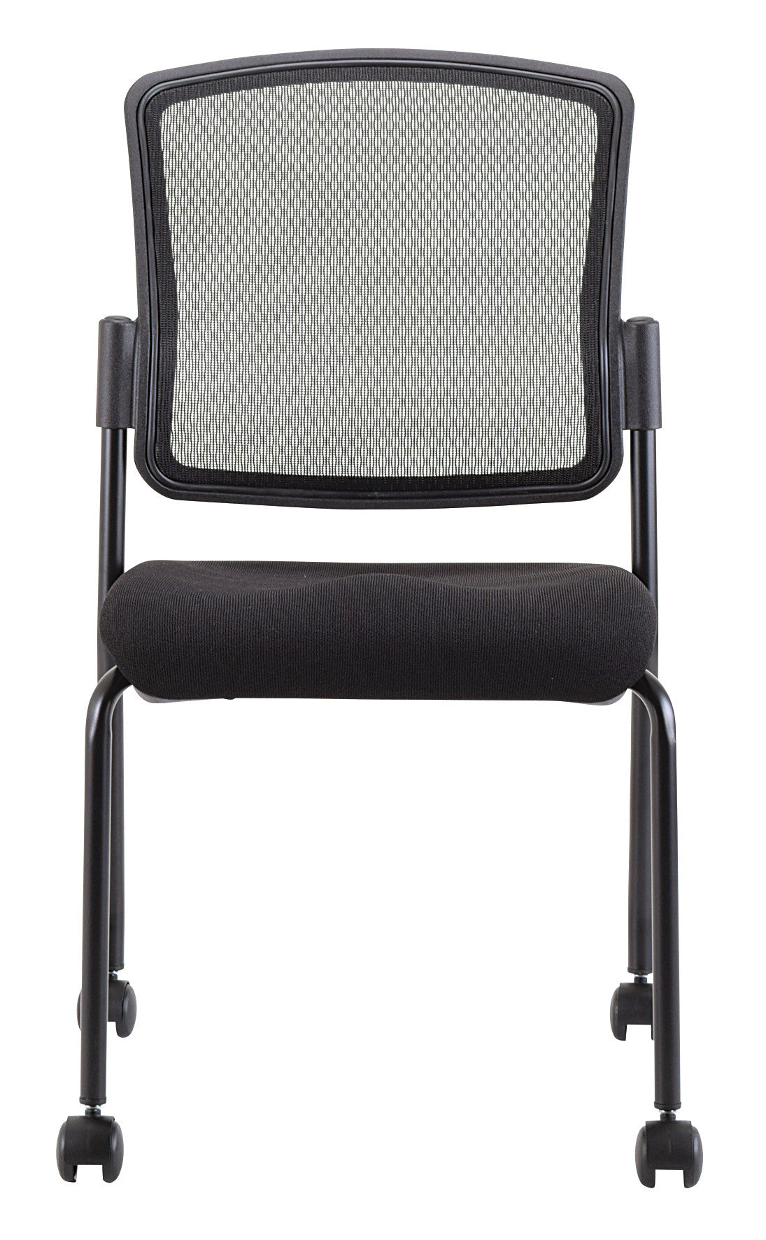 Black Mesh Fabric Rolling Guest Chair By Homeroots | Office Chairs | Modishstore - 3