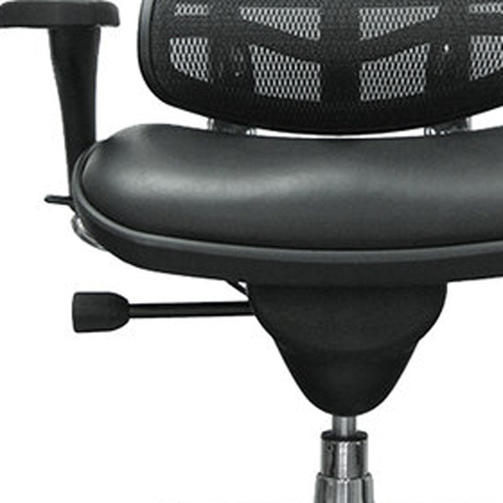 Black Leather / Mesh Chair By Homeroots - 372388 | Office Chairs | Modishstore - 4