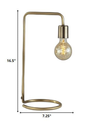 Industrial Antique Brass Finish Metal Desk Lamp With Vintage Edison Bulb By Homeroots | Desk Lamps | Modishstore - 5