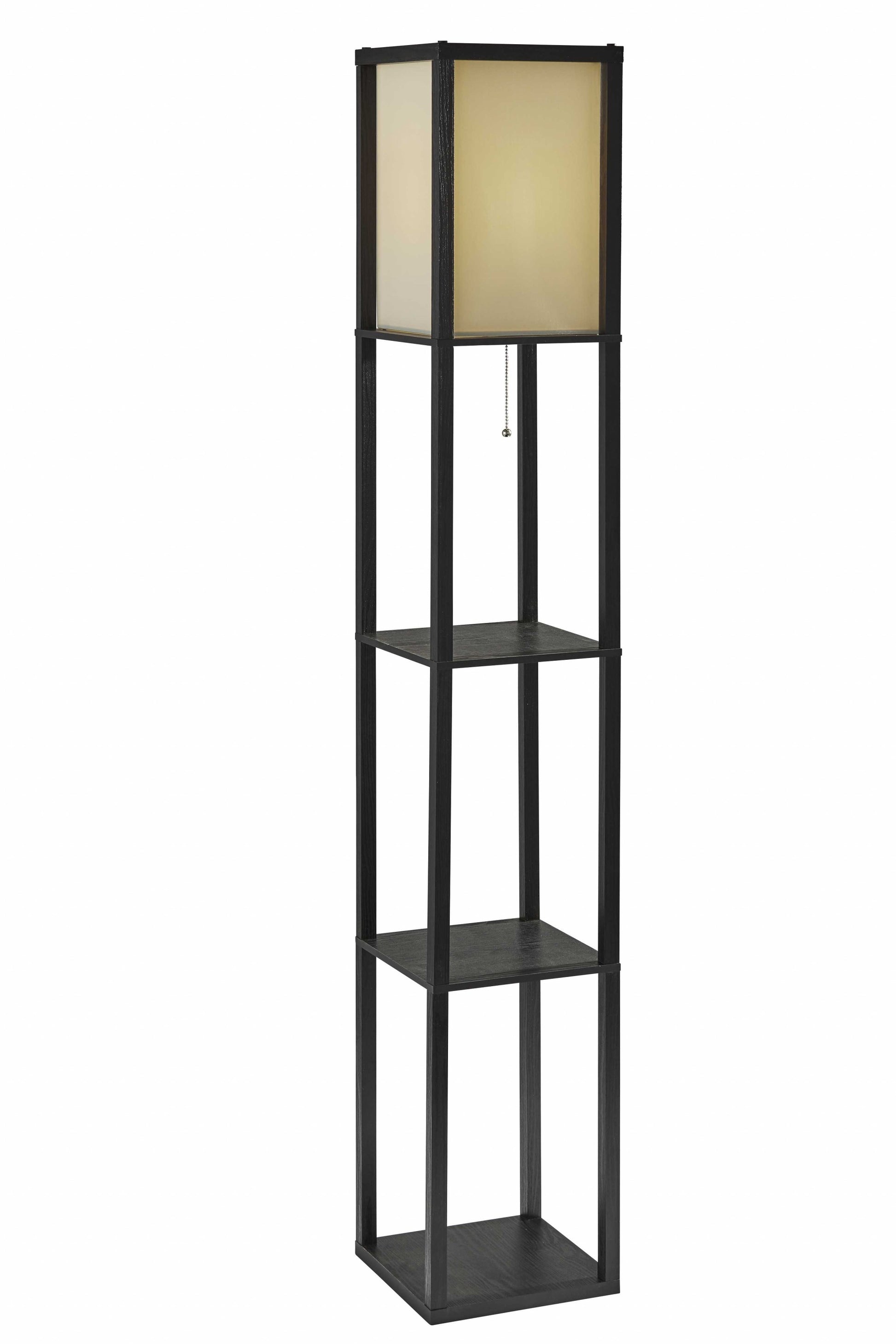 Floor Lamp with Black Wood Finish Storage Shelves By Homeroots | Floor Lamps | Modishstore - 2