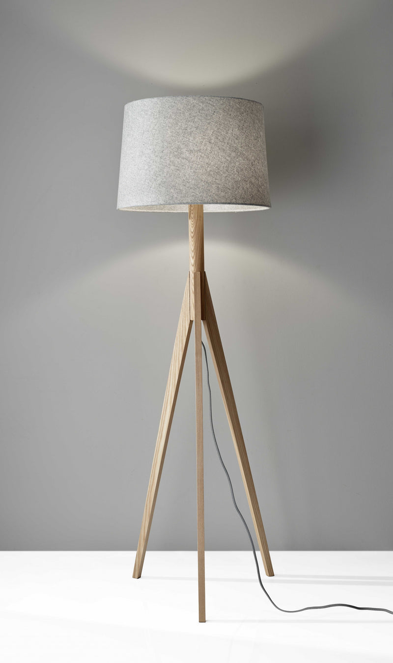 Tripod Faux Bamboo Brass Adjustable Floor Lamp