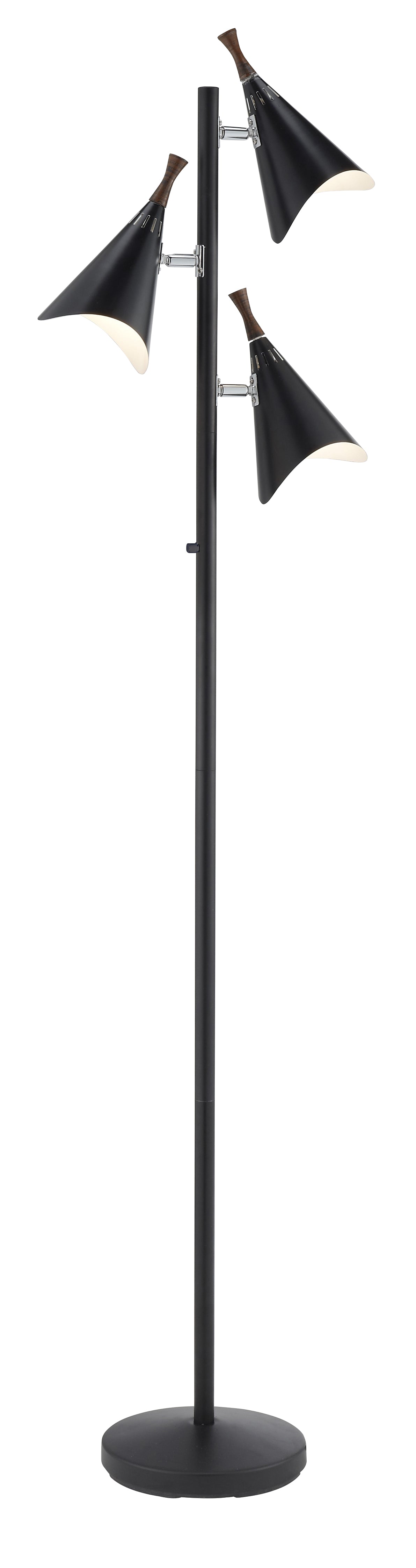 Three Light Floor Lamp in Matte Black Metal By Homeroots | Floor Lamps | Modishstore