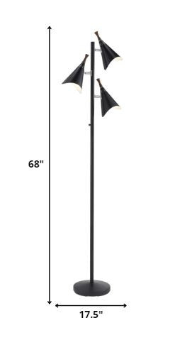 Three Light Floor Lamp in Matte Black Metal By Homeroots | Floor Lamps | Modishstore - 6