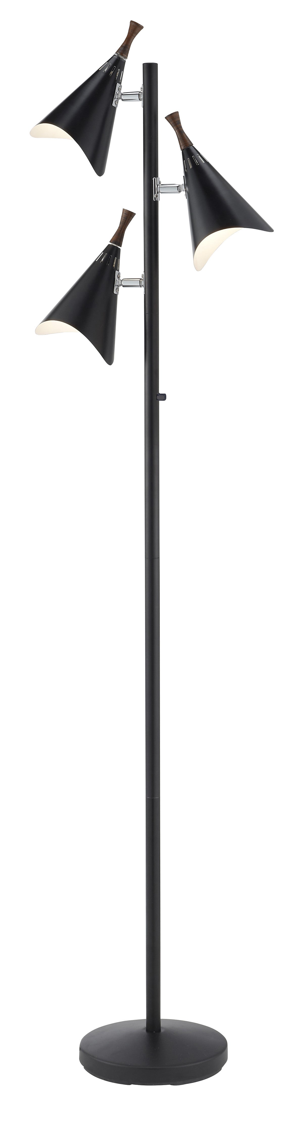 Three Light Floor Lamp in Matte Black Metal By Homeroots | Floor Lamps | Modishstore - 3