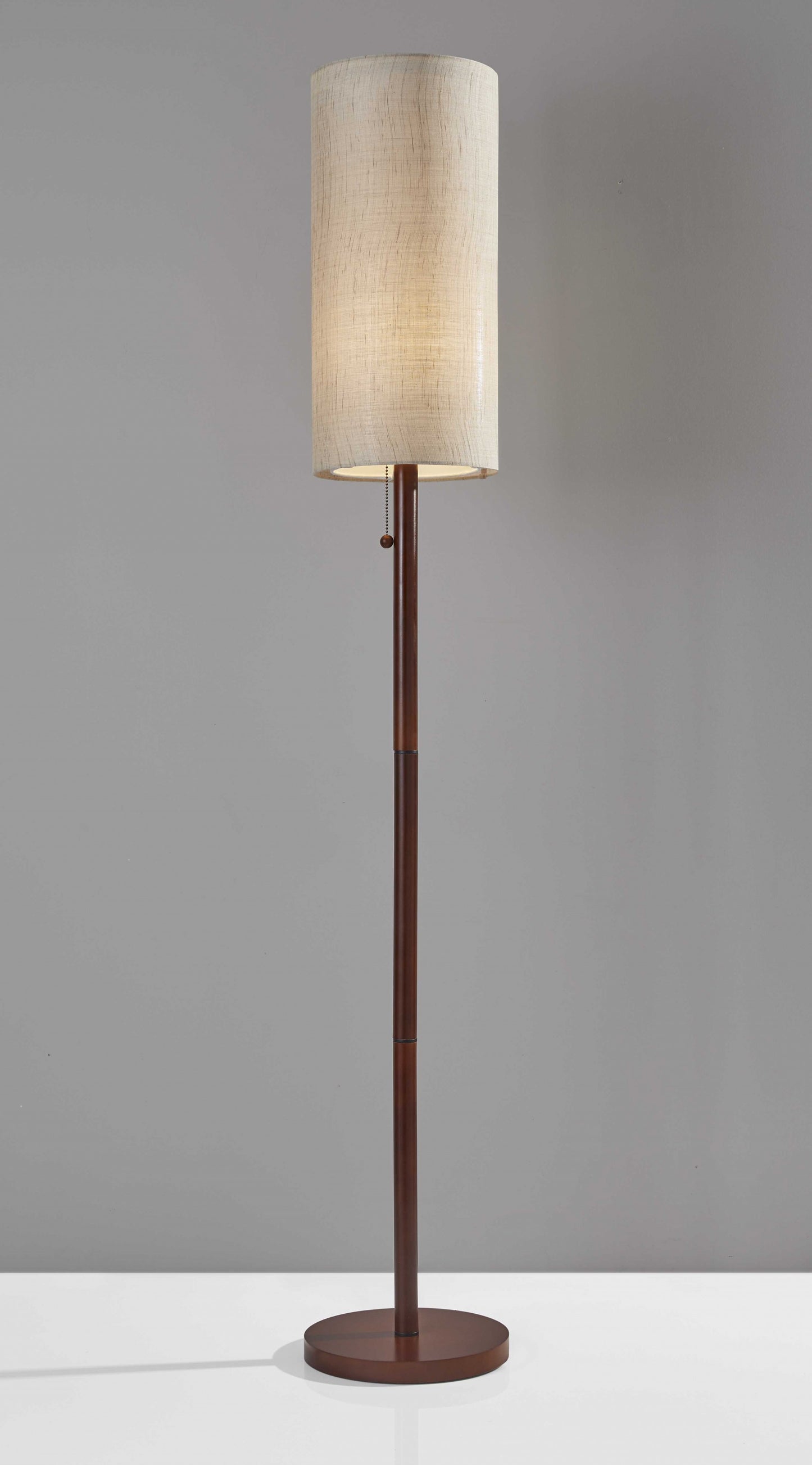 Walnut Wood Finish Floor Lamp with Slim Cylindrical Shade By Homeroots | Floor Lamps | Modishstore