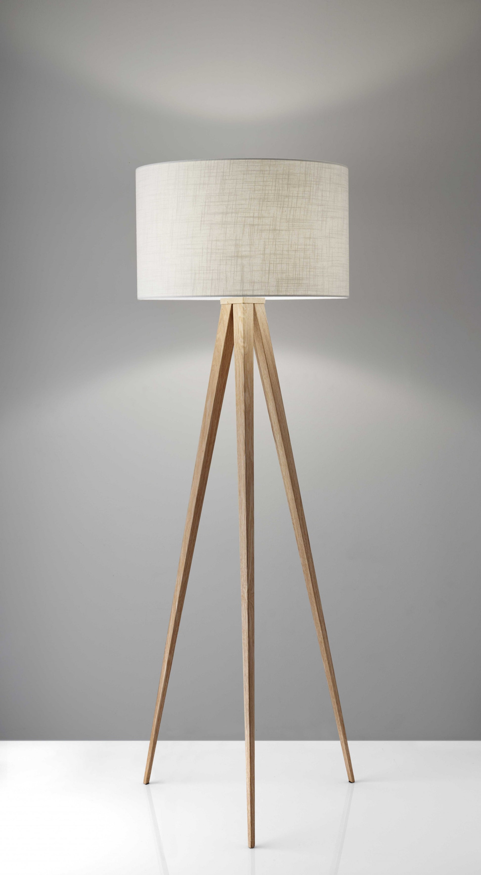 Treble Floor Lamp Three Natural Wood Finish Legs By Homeroots | Floor Lamps | Modishstore