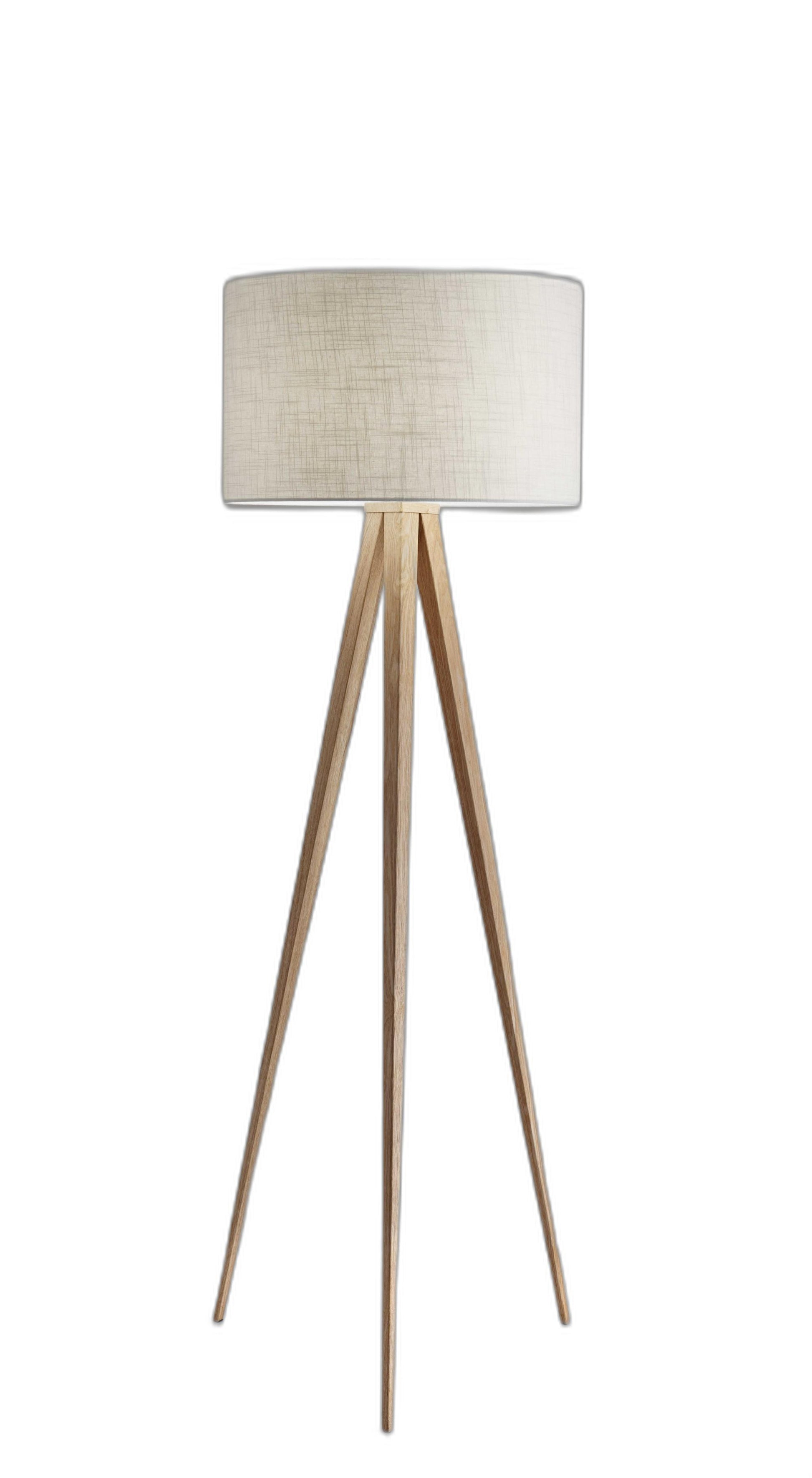 Treble Floor Lamp Three Natural Wood Finish Legs By Homeroots | Floor Lamps | Modishstore - 2