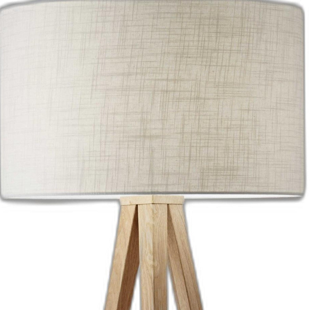 Treble Floor Lamp Three Natural Wood Finish Legs By Homeroots | Floor Lamps | Modishstore - 3