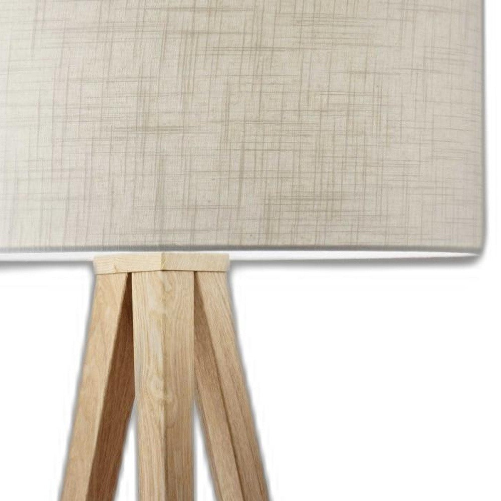 Treble Floor Lamp Three Natural Wood Finish Legs By Homeroots | Floor Lamps | Modishstore - 4