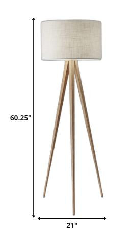 Treble Floor Lamp Three Natural Wood Finish Legs By Homeroots | Floor Lamps | Modishstore - 5