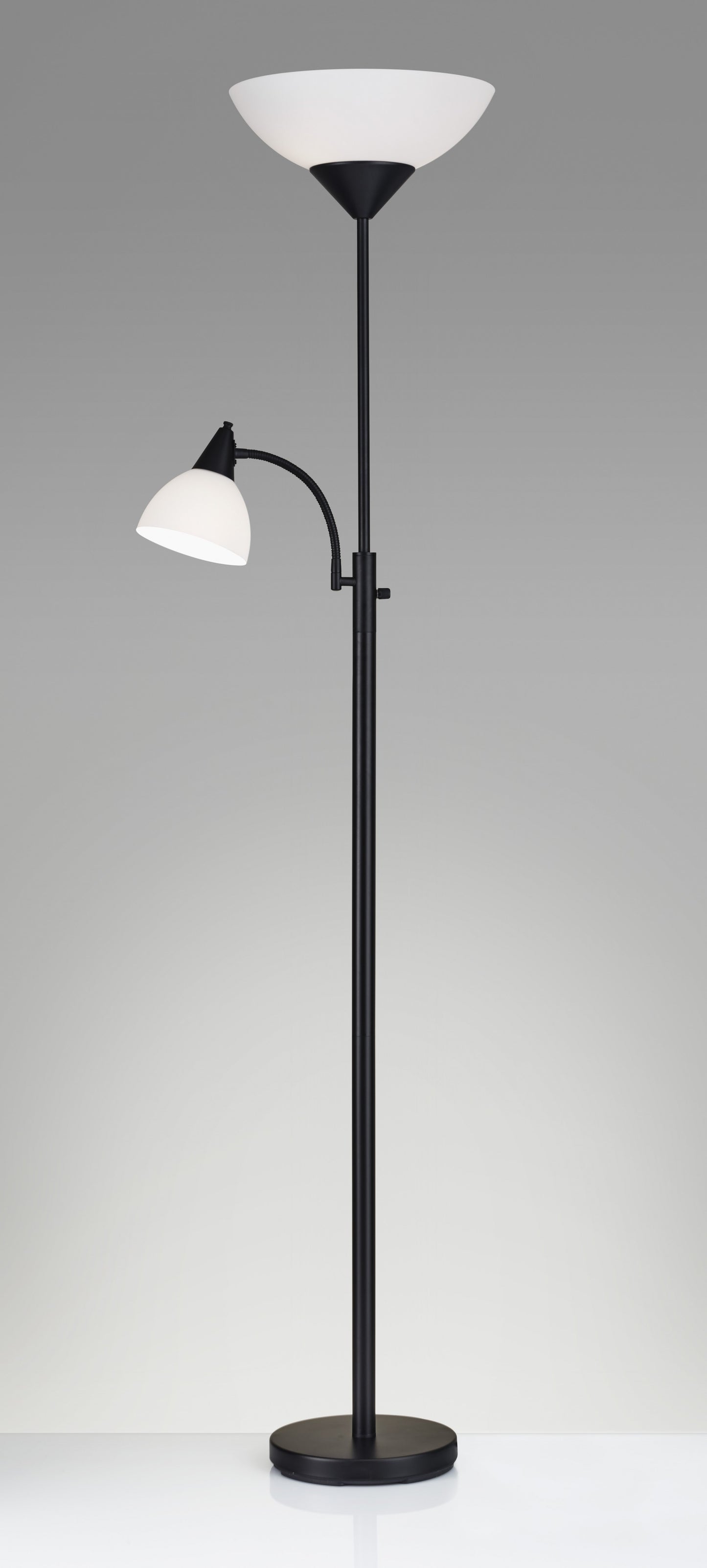 Torchiere Plus Chairside Floor Lamp in Black Metal By Homeroots | Floor Lamps | Modishstore