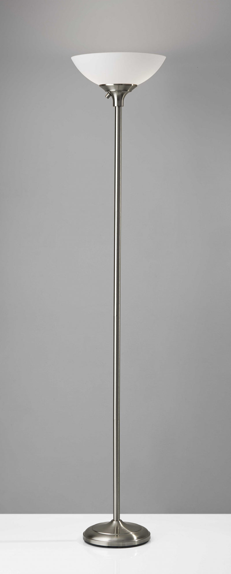 Tailored Satin Steel Metal Torchiere with Bright Illumination By Homeroots | Floor Lamps | Modishstore