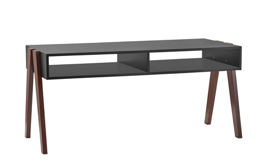 Modern Retro Black and Walnut Finish Coffee Table By Homeroots | Coffee Tables | Modishstore